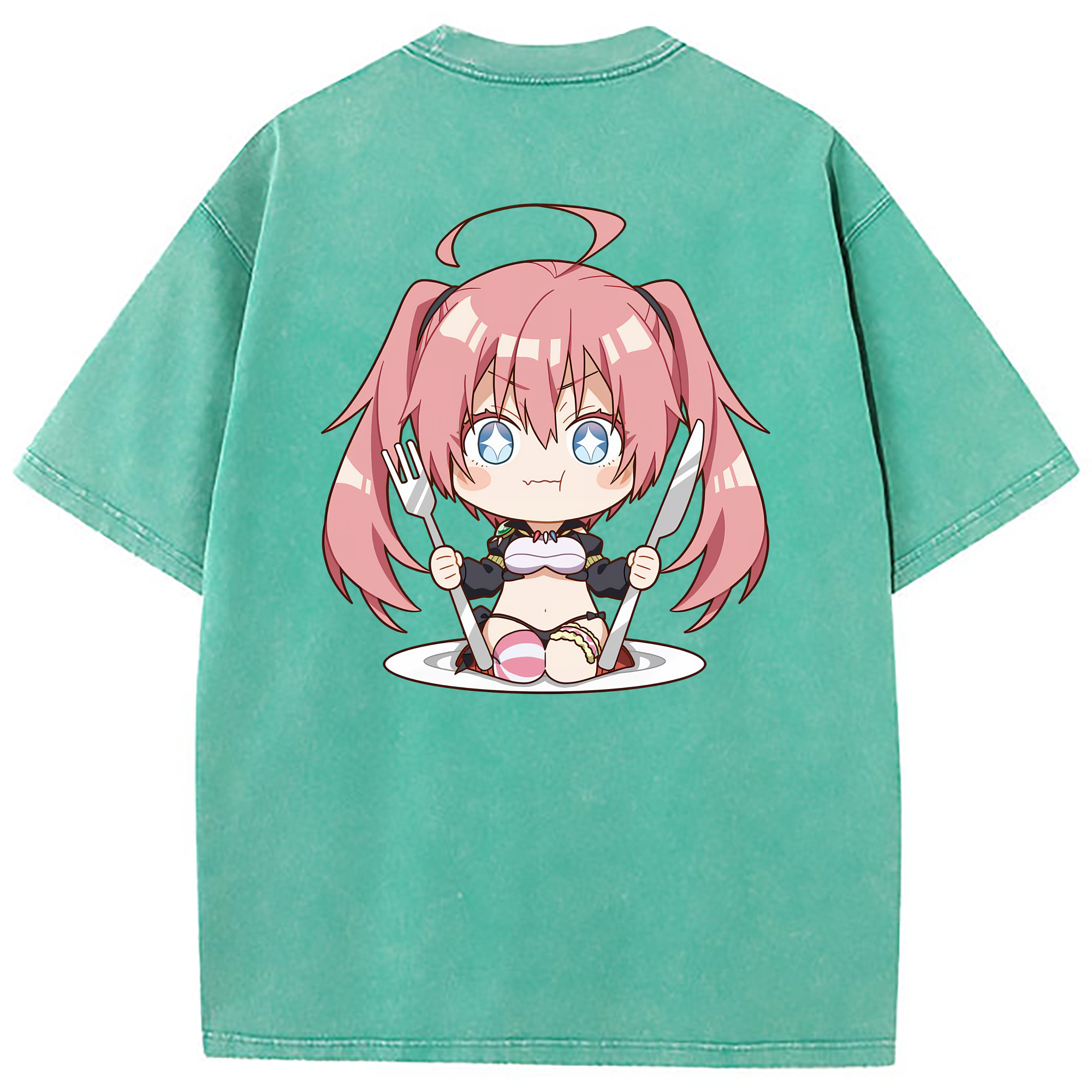 （画像用） 転スラ Regarding Reincarnated to Slime 綿100% ヴィンテージ風 半袖Tシャツ（背面プリント）